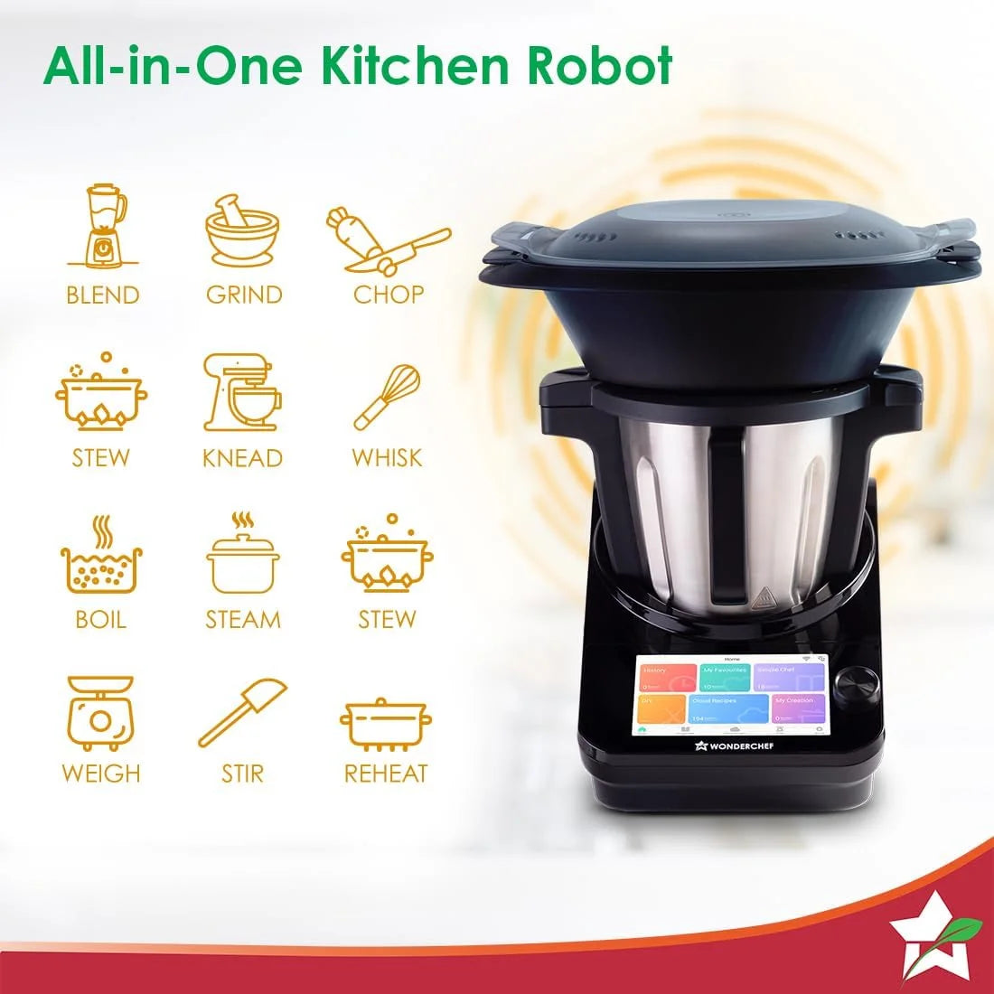 Chef Magic | All-In-One Kitchen Robot for Indian & International Cuisine | Automatic Chopping, Sautéing, Stirring, Kneading... | Mobile App | Recipes by Chef Sanjeev Kapoor | 2 Yr Warranty