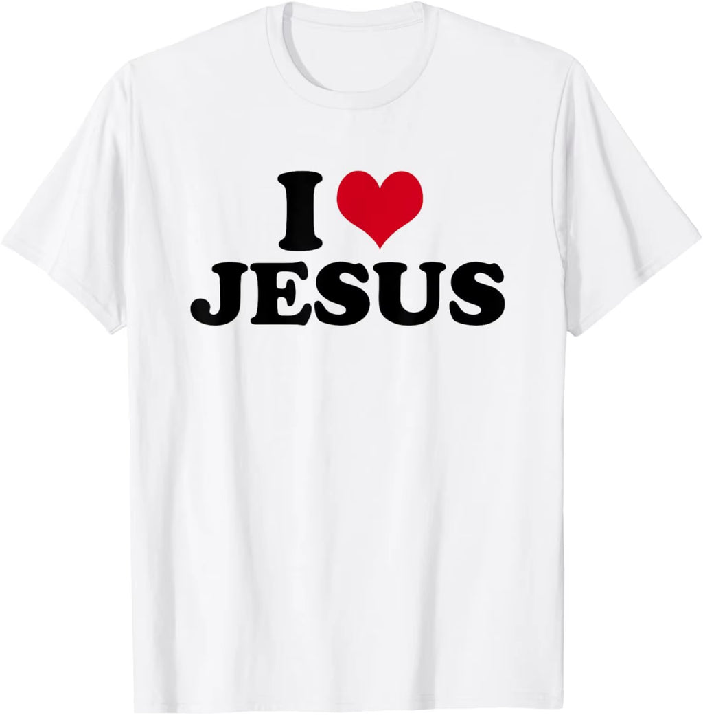 I Love Jesus T Shirt for Men Short Sleeved God Cross Religion T-Shirt Church Christian Tshirt Fashion Street Tee Top Gift