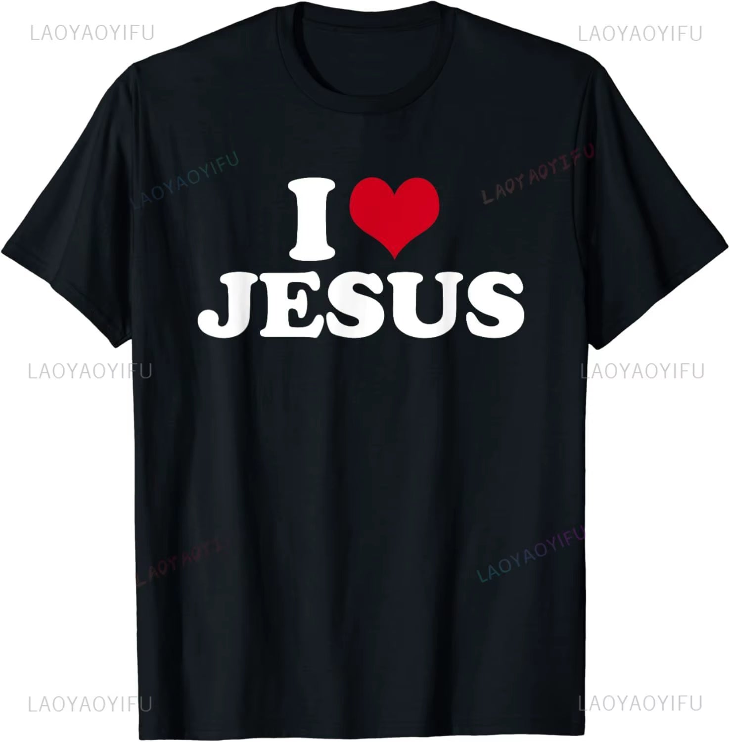I Love Jesus T Shirt for Men Short Sleeved God Cross Religion T-Shirt Church Christian Tshirt Fashion Street Tee Top Gift