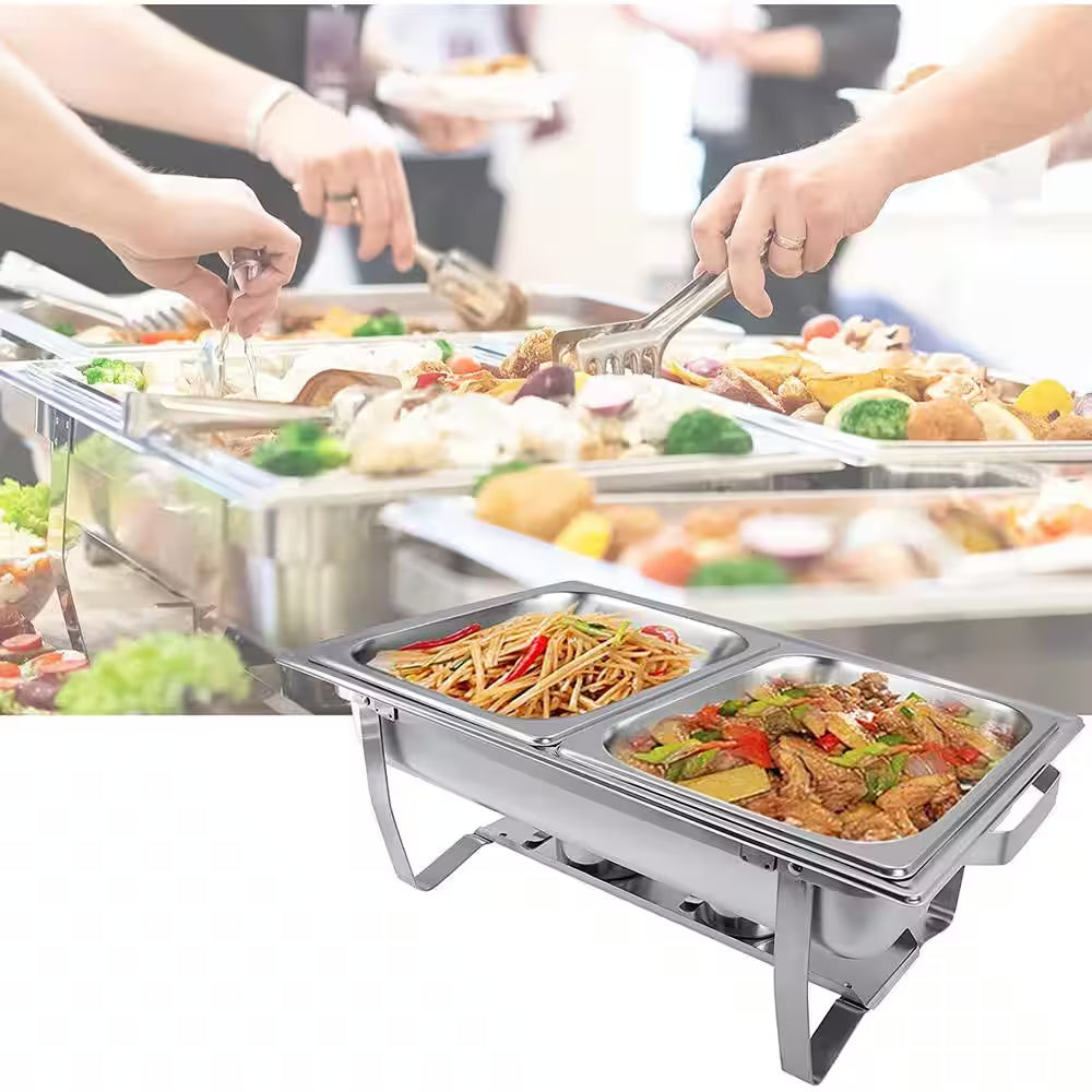 9 Qt. Buffet Catering Dish for Home and Outdoor, with Food Pan (4-Pack)