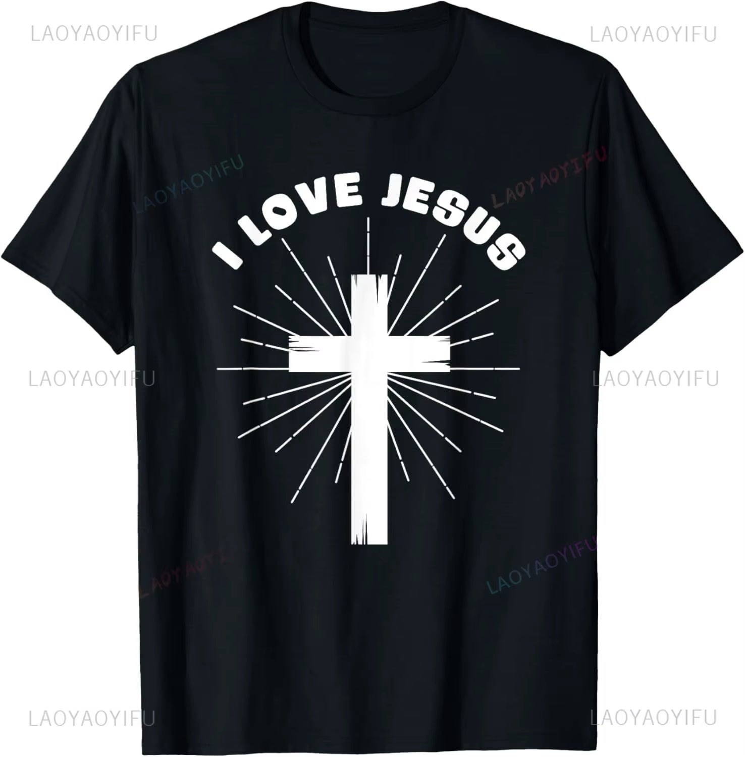 I Love Jesus T Shirt for Men Short Sleeved God Cross Religion T-Shirt Church Christian Tshirt Fashion Street Tee Top Gift