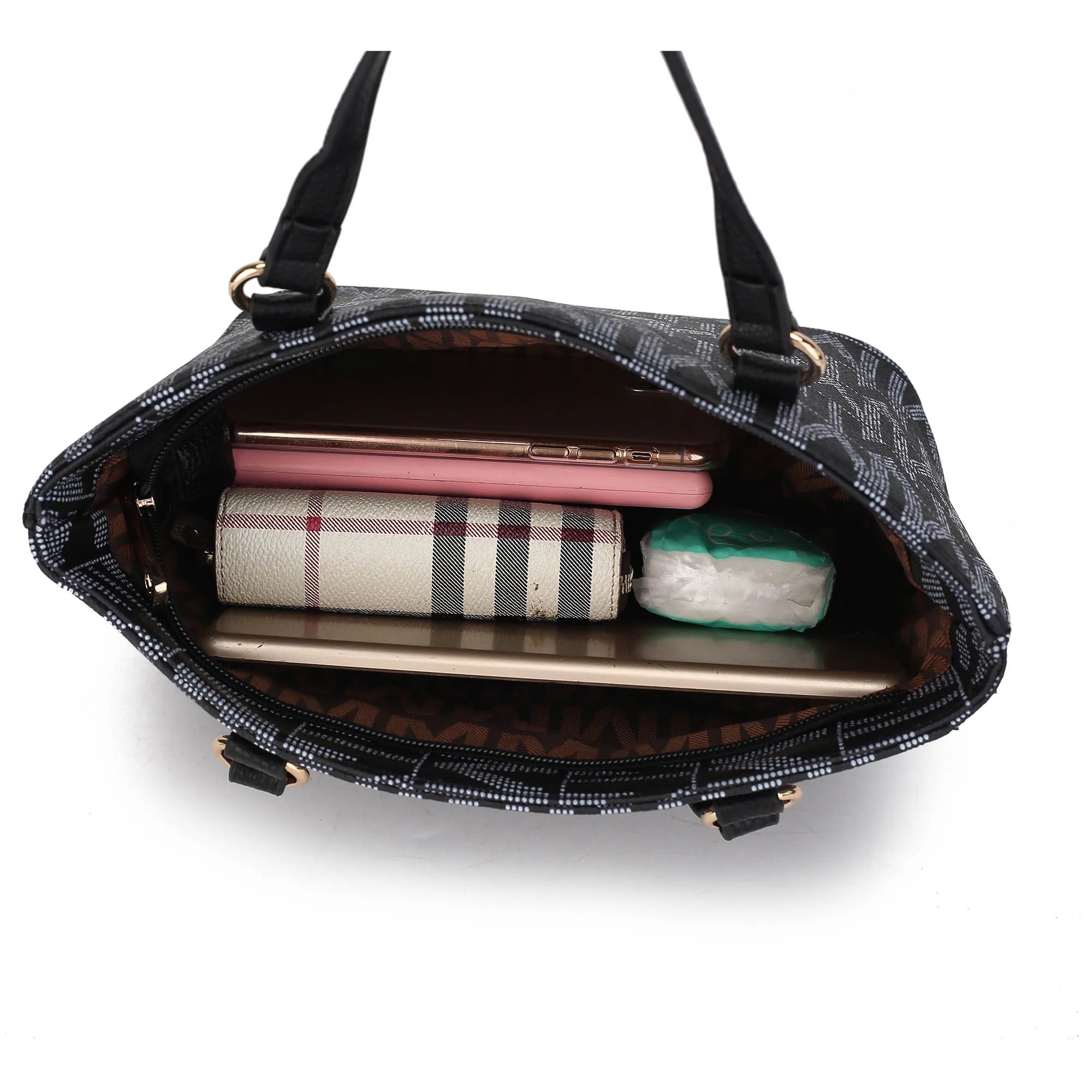 by Mia K. Marimar Women'S Tote Bag with Pouch and Wristlet, Signature 4 Piece Set - Burgundy Red