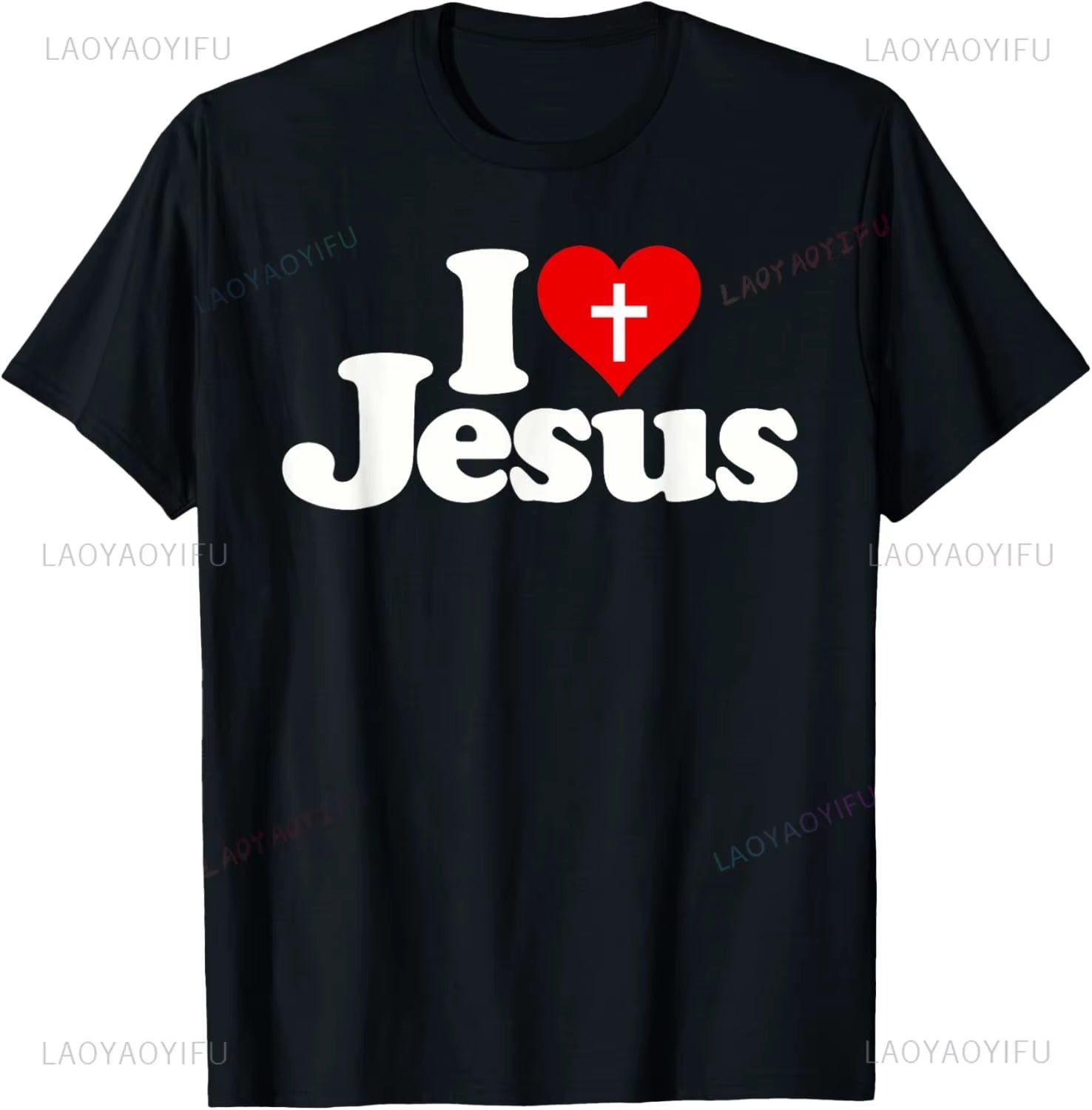 I Love Jesus T Shirt for Men Short Sleeved God Cross Religion T-Shirt Church Christian Tshirt Fashion Street Tee Top Gift