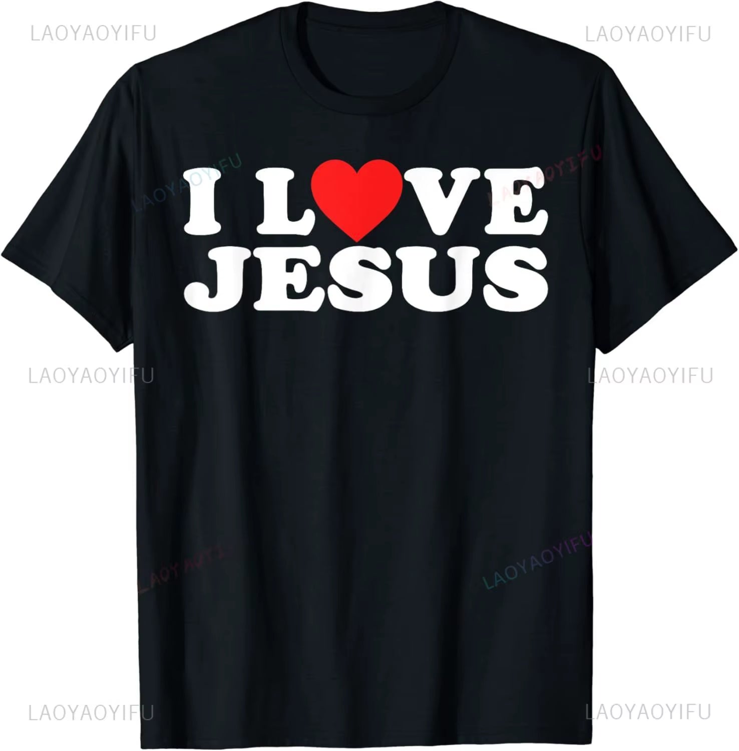 I Love Jesus T Shirt for Men Short Sleeved God Cross Religion T-Shirt Church Christian Tshirt Fashion Street Tee Top Gift